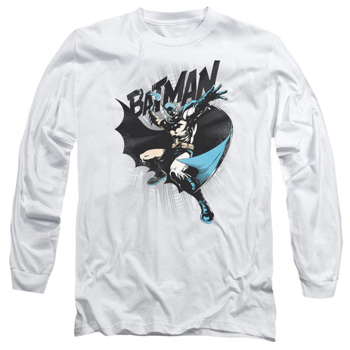 Batman Batarang Throw Mens Long Sleeve Shirt White