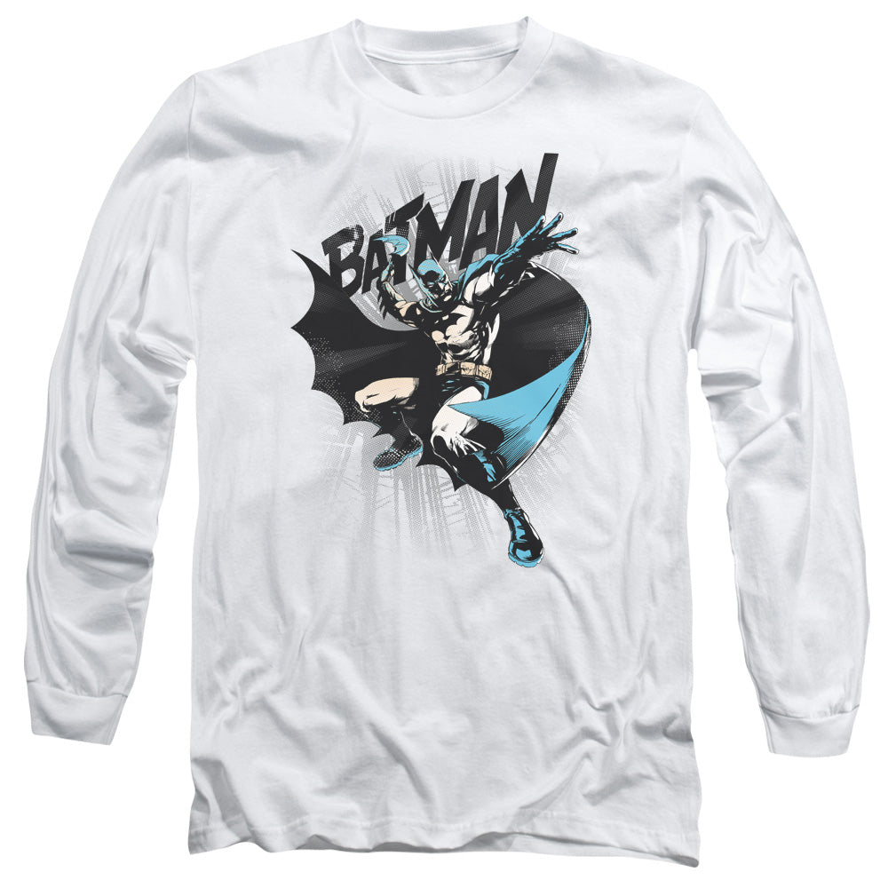 Batman Batarang Throw Mens Long Sleeve Shirt White