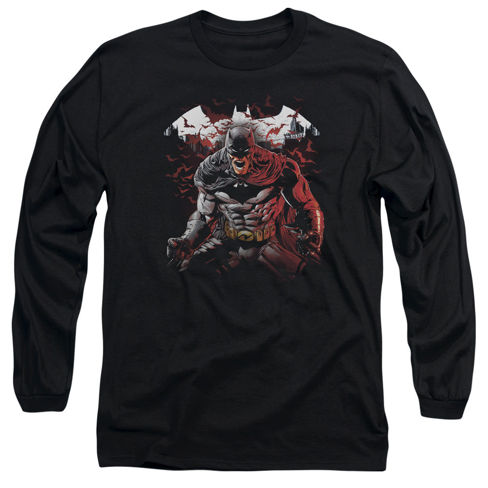 Batman Raging Bat Mens Long Sleeve Shirt Black