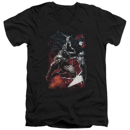 Batman Sparks Leap Mens Slim Fit V Neck T Shirt Black