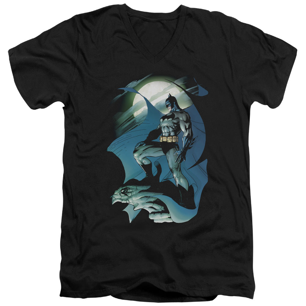 Batman Glow Of The Moon Mens Slim Fit V Neck T Shirt Black
