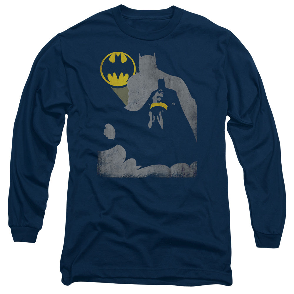 Batman Bat Knockout Mens Long Sleeve Shirt Navy