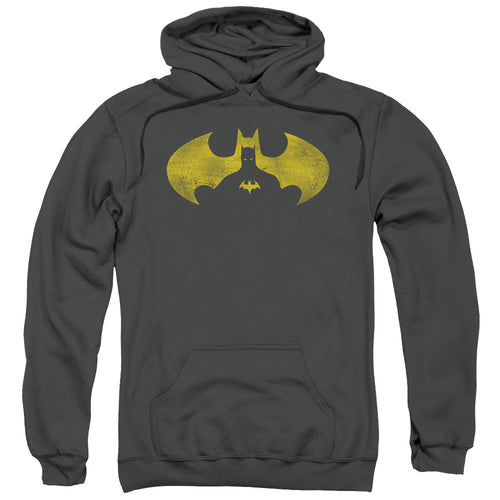 Batman Bat Symbol Knockout Mens Hoodie Charcoal