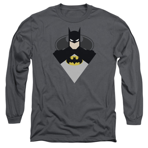 Batman Simple Bat Mens Long Sleeve Shirt Charcoal