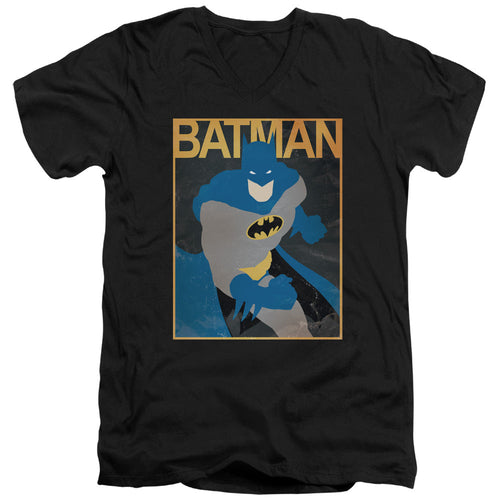 Batman Simple Bm Poster Mens Slim Fit V Neck T Shirt Black