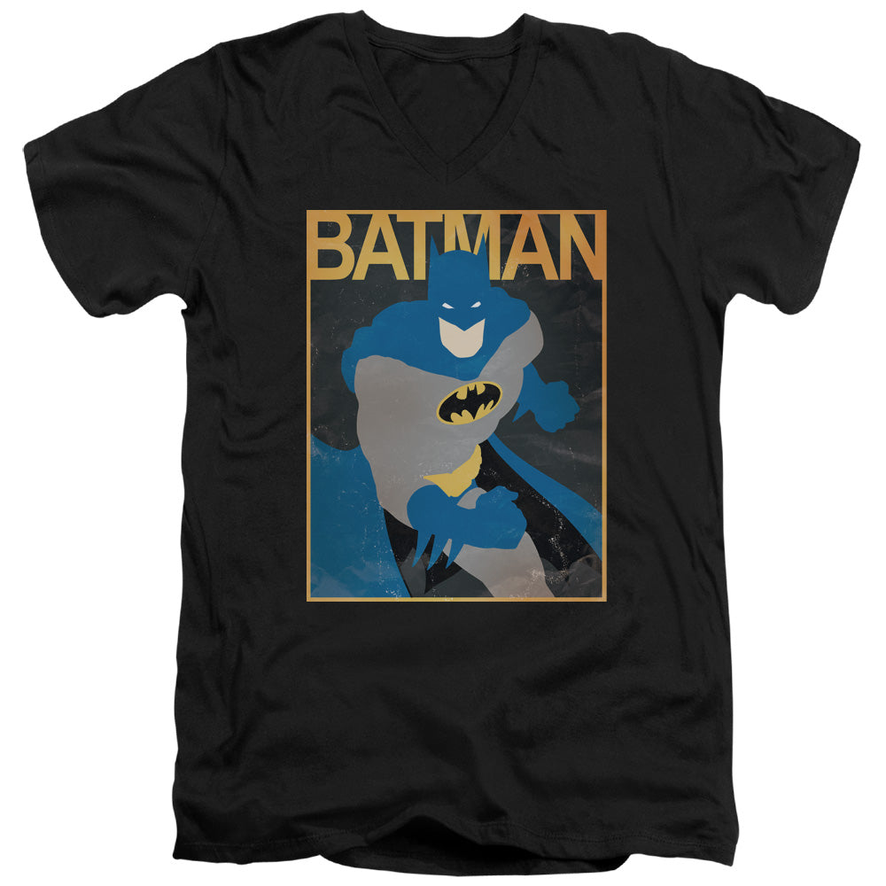 Batman Simple Bm Poster Mens Slim Fit V Neck T Shirt Black