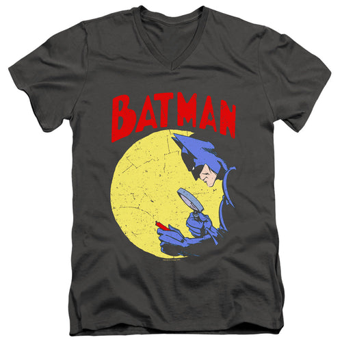 Batman Detective 75 Mens Slim Fit V Neck T Shirt Charcoal