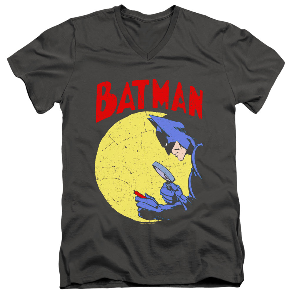 Batman Detective 75 Mens Slim Fit V Neck T Shirt Charcoal