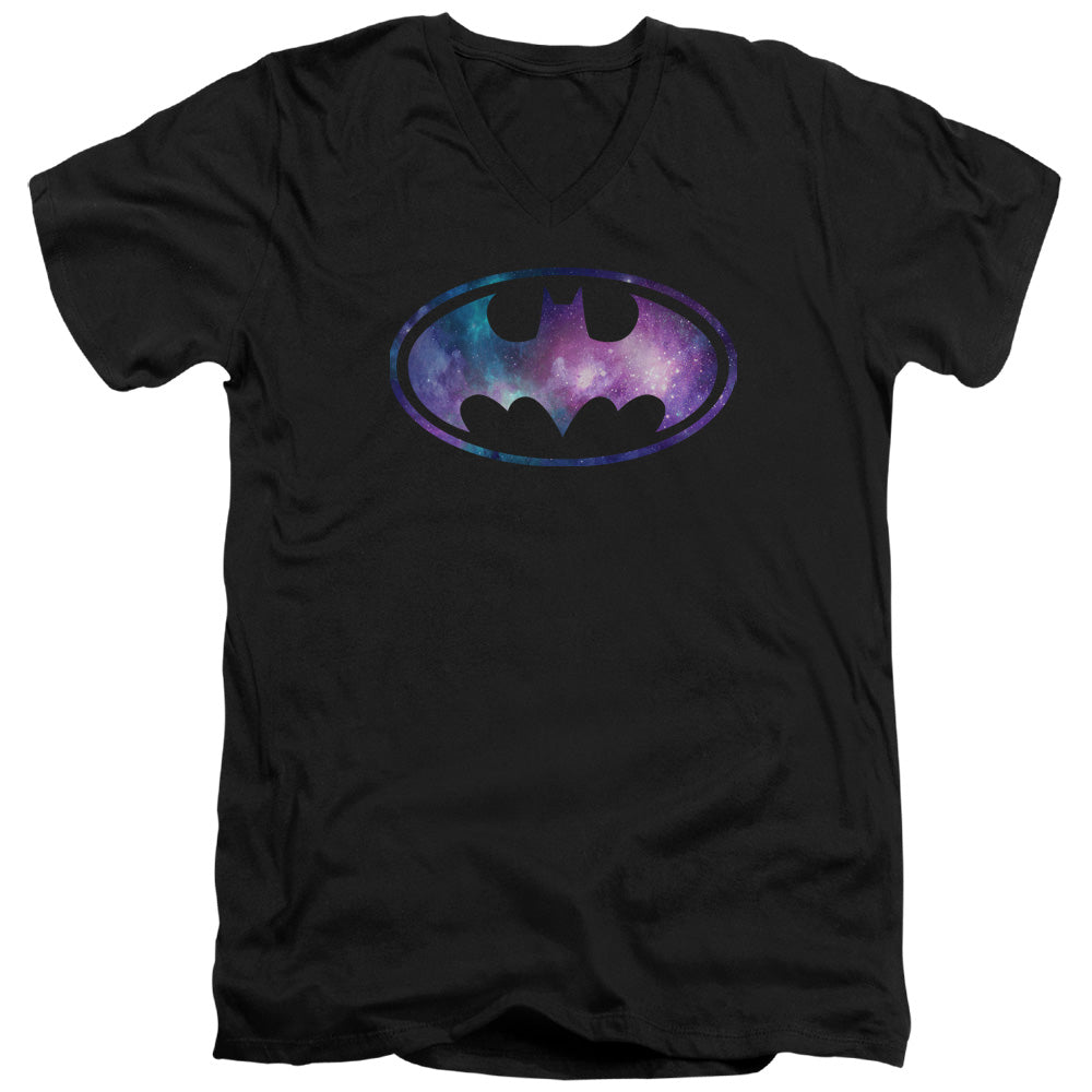 Batman Galaxy Signal Mens Slim Fit V Neck T Shirt Black