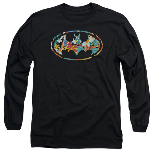Batman Hawaiian Bat Mens Long Sleeve Shirt Black