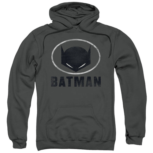 Batman Mask In Oval Mens Hoodie Charcoal
