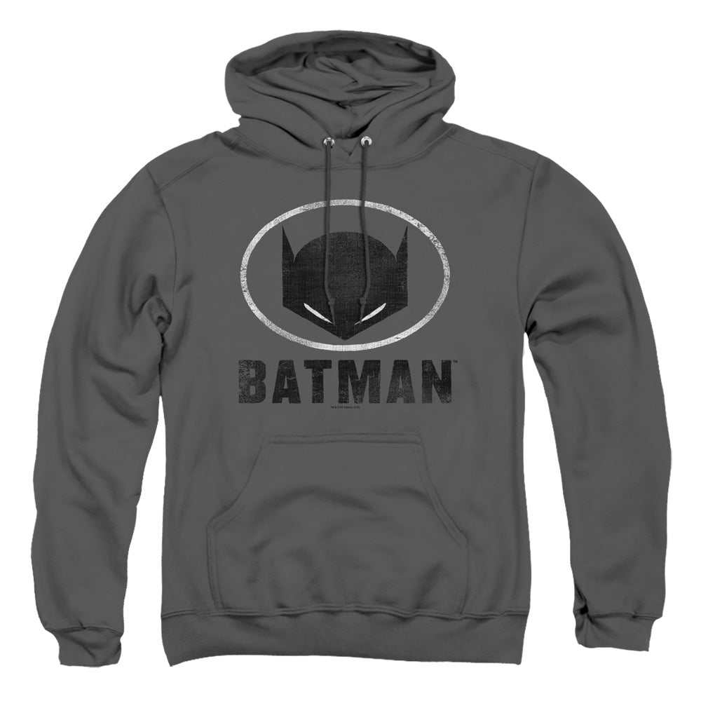 Batman Mask In Oval Mens Hoodie Charcoal