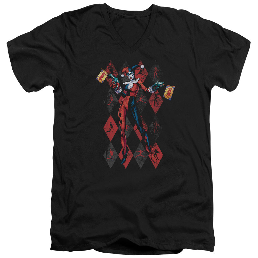 Batman Pow Pow Mens Slim Fit V Neck T Shirt Black
