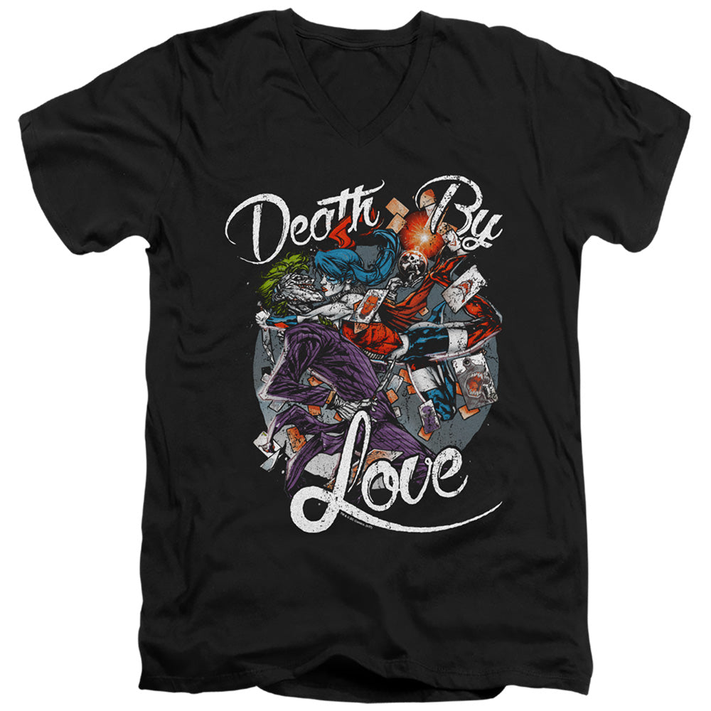 Batman Death By Love Mens Slim Fit V Neck T Shirt Black