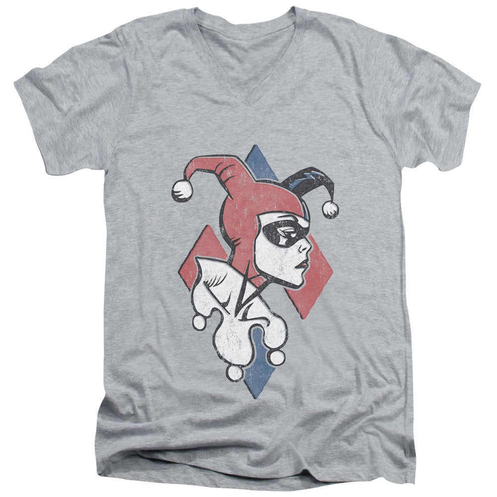 Batman Profiling Mens Slim Fit V Neck T Shirt Athletic Heather