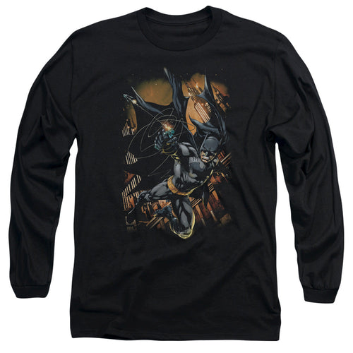 Batman Grapple Fire Mens Long Sleeve Shirt Black