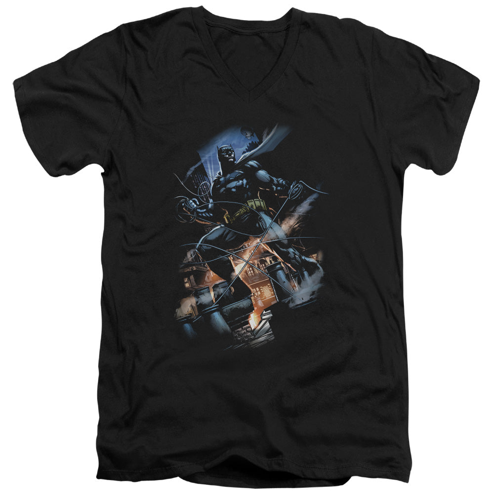 Batman Gotham Knight Mens Slim Fit V Neck T Shirt Black