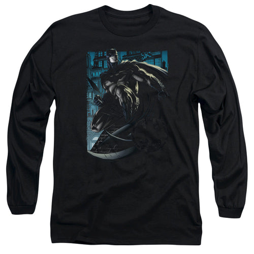 Batman Knight Falls In Gotham Mens Long Sleeve Shirt Black