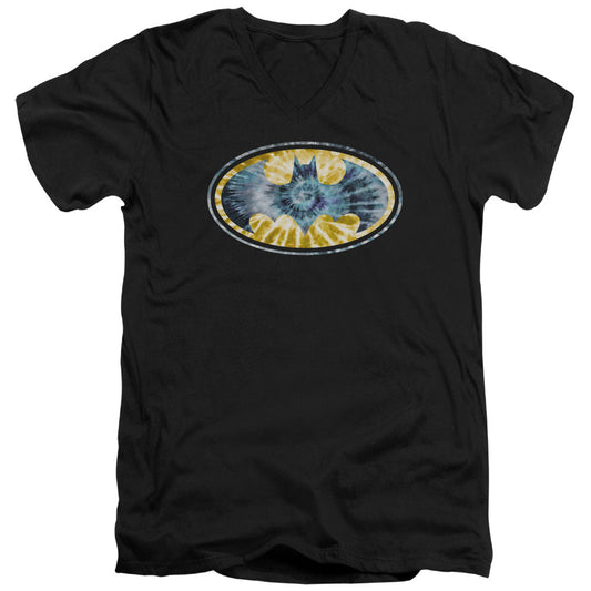 Batman Tie Dye 3 Mens Slim Fit V Neck T Shirt Black