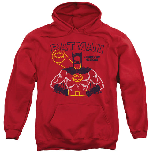 Batman Ready For Action Mens Hoodie Red