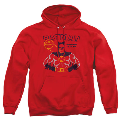 Batman Ready For Action Mens Hoodie Red
