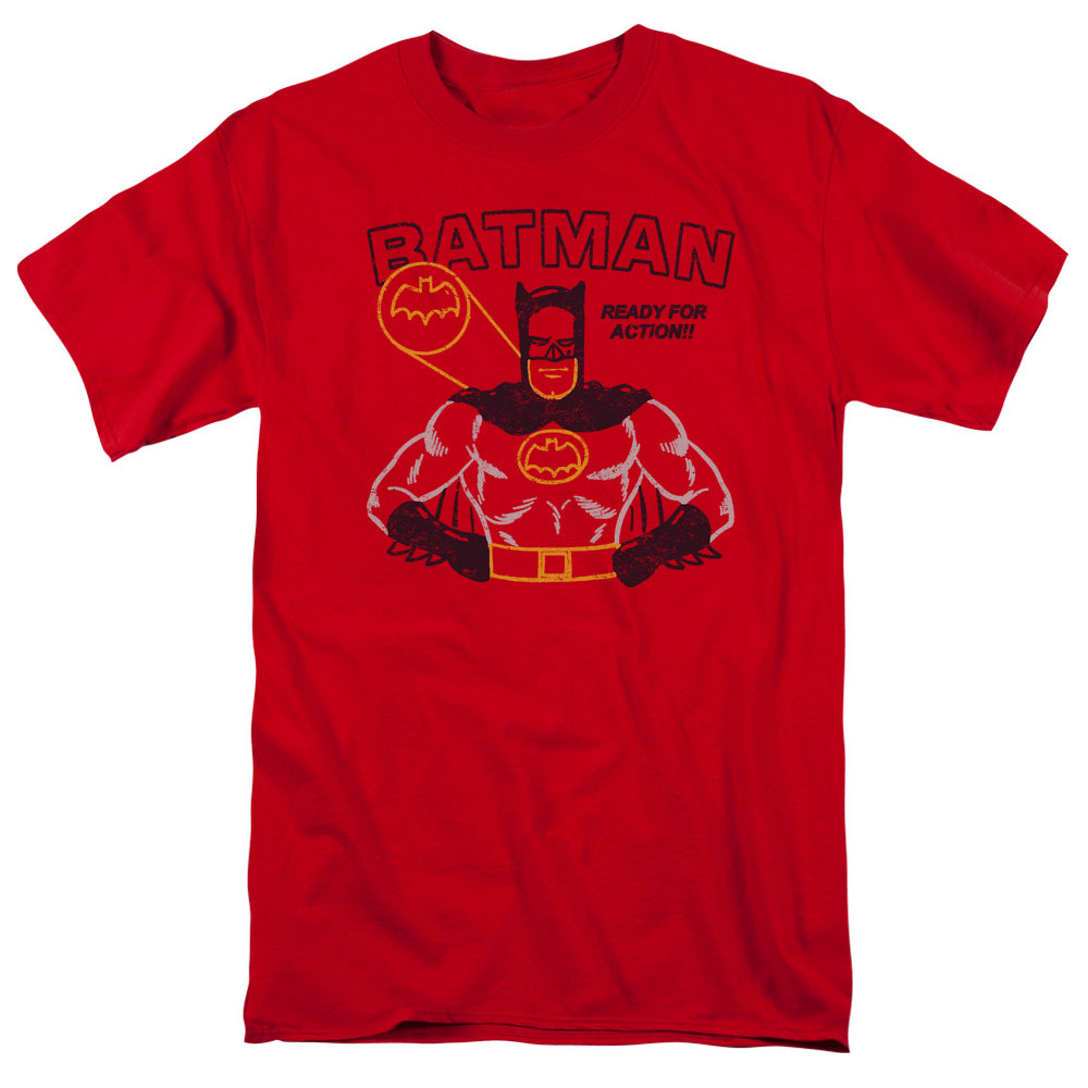 Batman Ready For Action Mens T Shirt Red