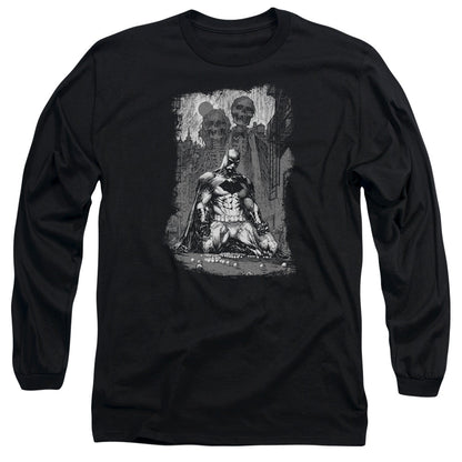 Batman Sketchy Shadows Mens Long Sleeve Shirt Black