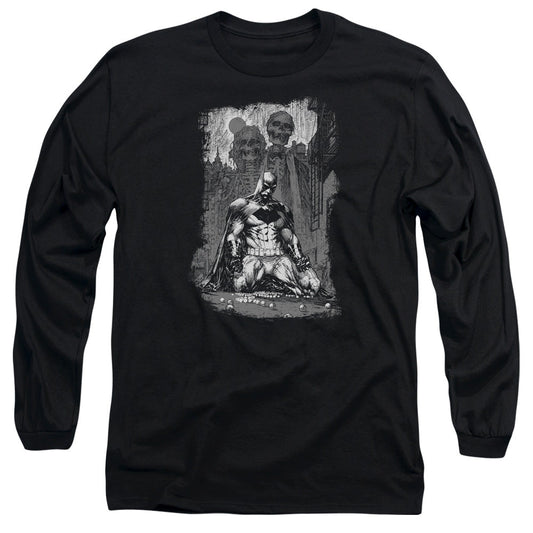 Batman Sketchy Shadows Mens Long Sleeve Shirt Black