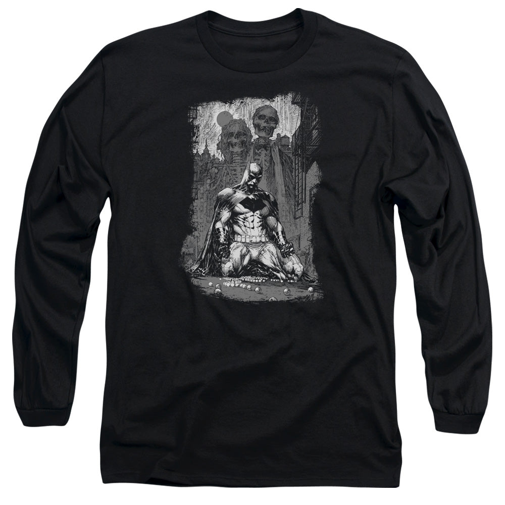 Batman Sketchy Shadows Mens Long Sleeve Shirt Black