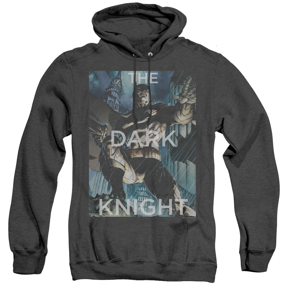 Batman Fighting The Storm Heather Mens Hoodie Black