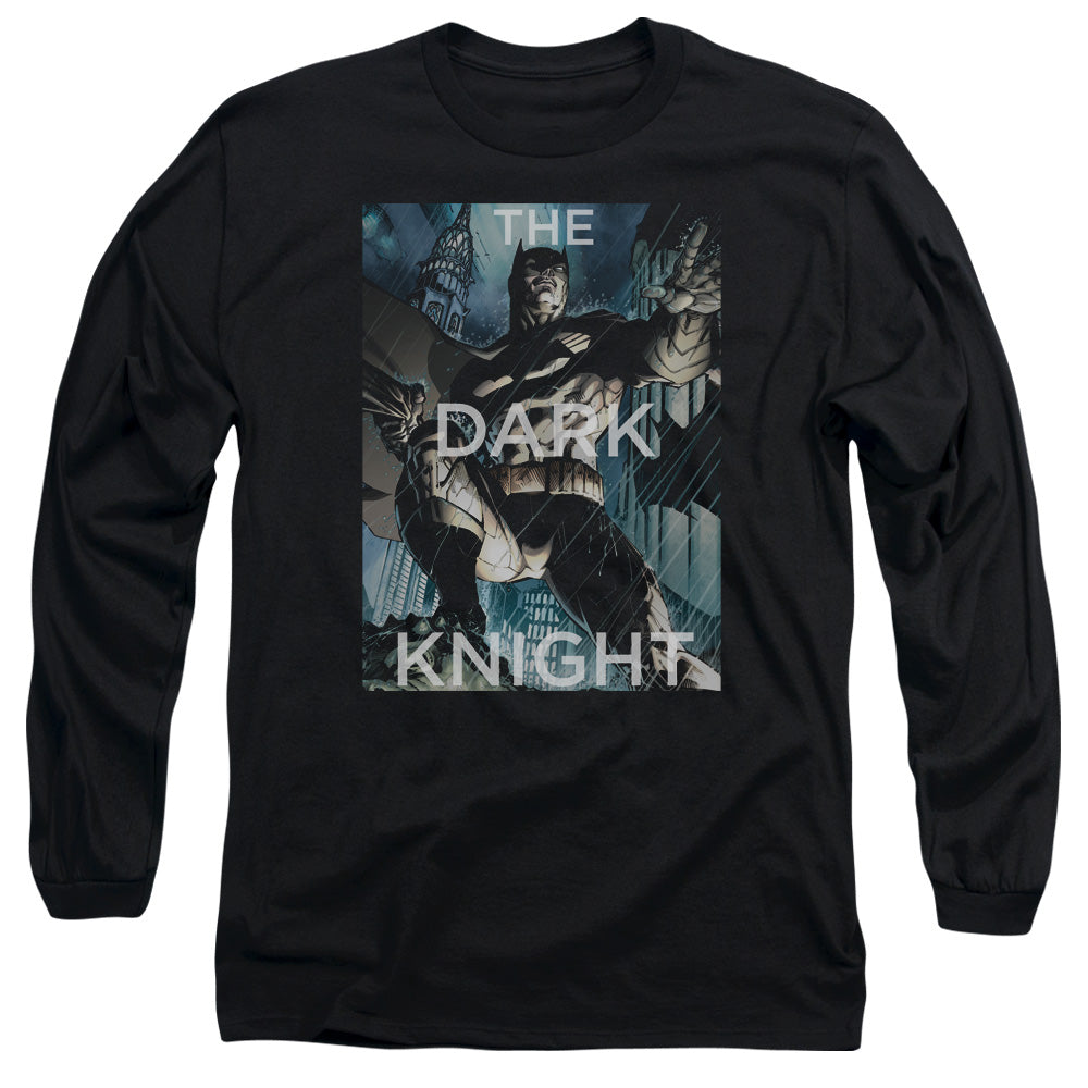 Batman Fighting The Storm Mens Long Sleeve Shirt Black