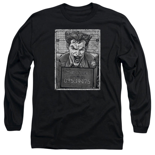 Batman Joker Inmate Mens Long Sleeve Shirt Black