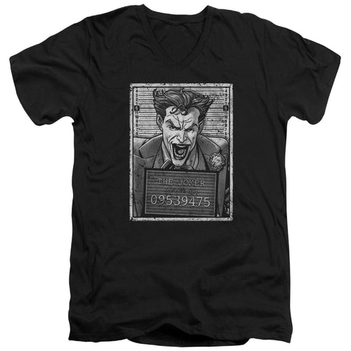 Batman Joker Inmate Mens Slim Fit V Neck T Shirt Black