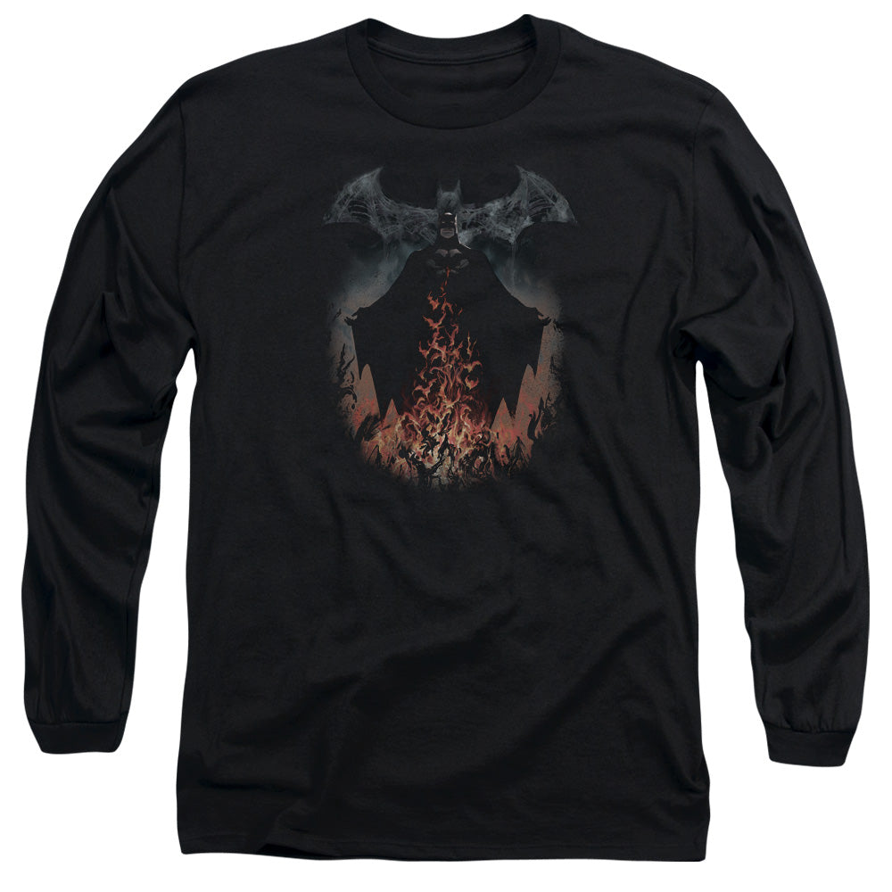Batman Smoke & Fire Mens Long Sleeve Shirt Black