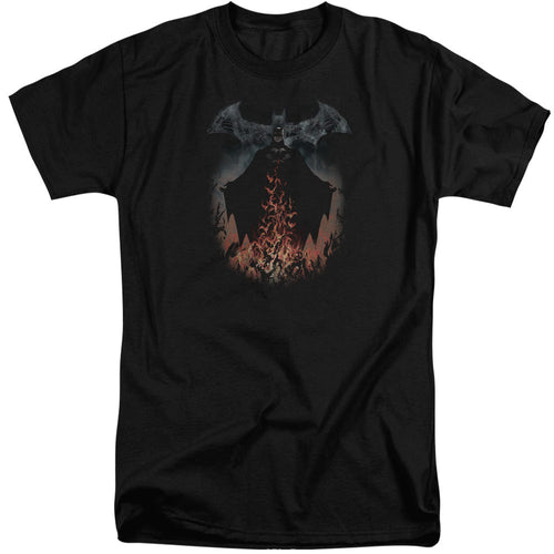 Batman Smoke & Fire Mens Tall T Shirt Black
