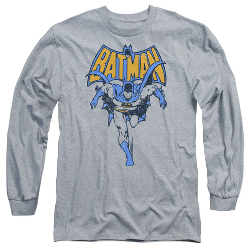 Batman Vintage Run Mens Long Sleeve Shirt Athletic Heather