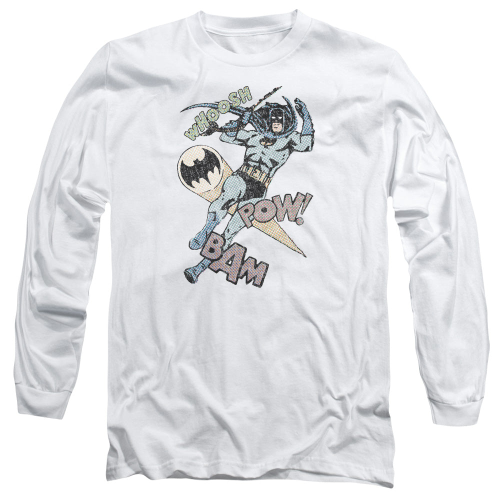 Batman Halftone Swing Mens Long Sleeve Shirt White