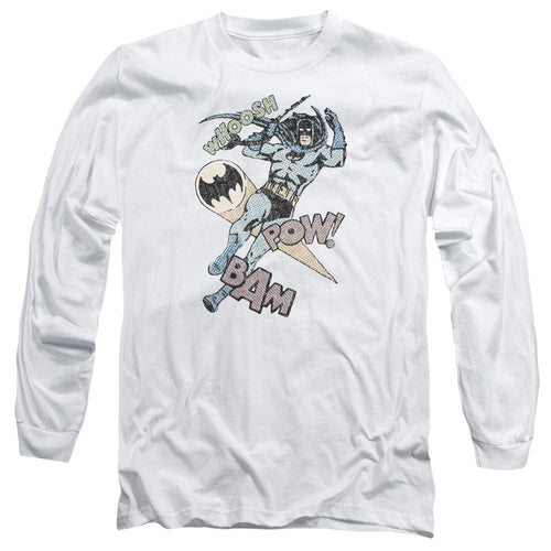 Batman Halftone Swing Mens Long Sleeve Shirt White