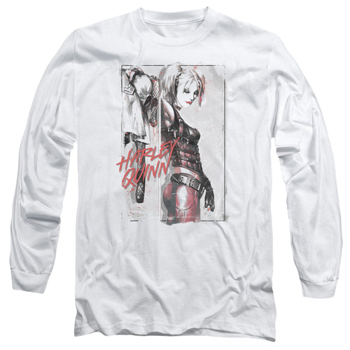 Batman Ink Wash Harley Mens Long Sleeve Shirt White