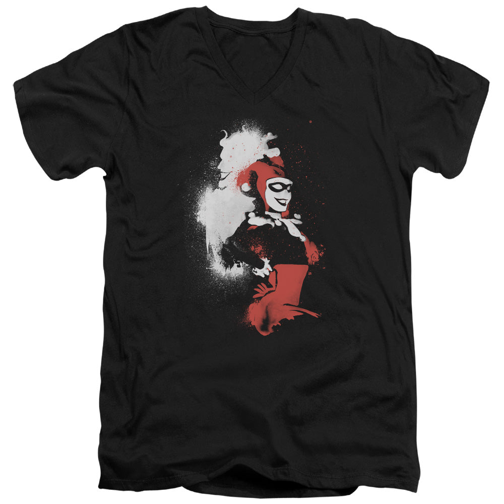 Batman Splatered Couple Mens Slim Fit V Neck T Shirt Black