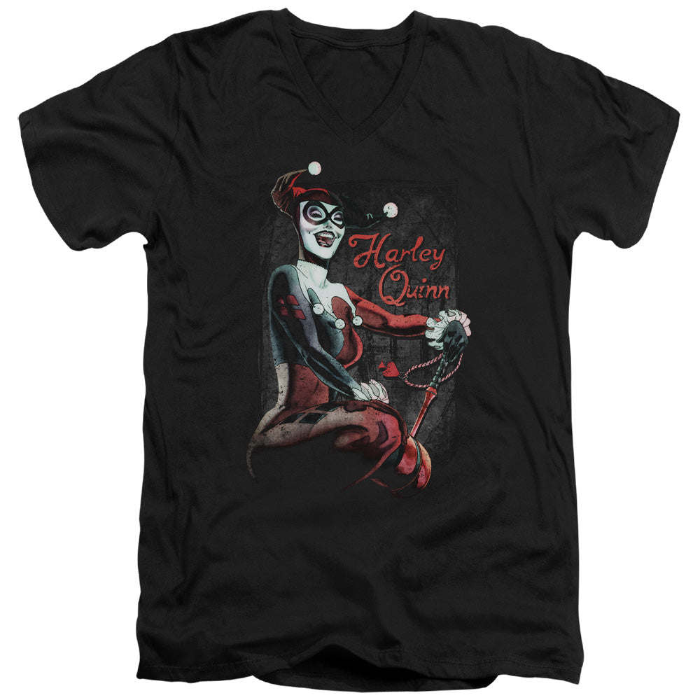 Batman Laugh It Up Mens Slim Fit V Neck T Shirt Black