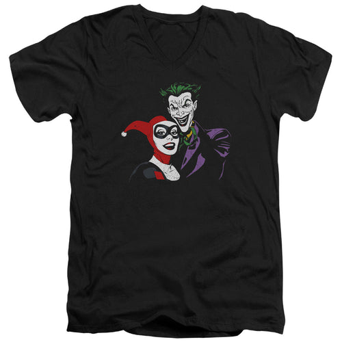 Batman Joker & Harley Mens Slim Fit V Neck T Shirt Black
