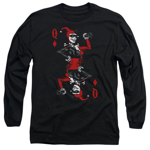 Batman Quinn Of Diamonds Mens Long Sleeve Shirt Black