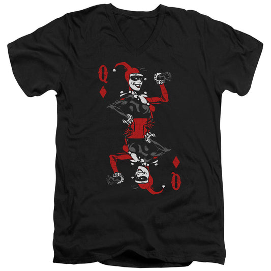 Batman Quinn Of Diamonds Mens Slim Fit V Neck T Shirt Black