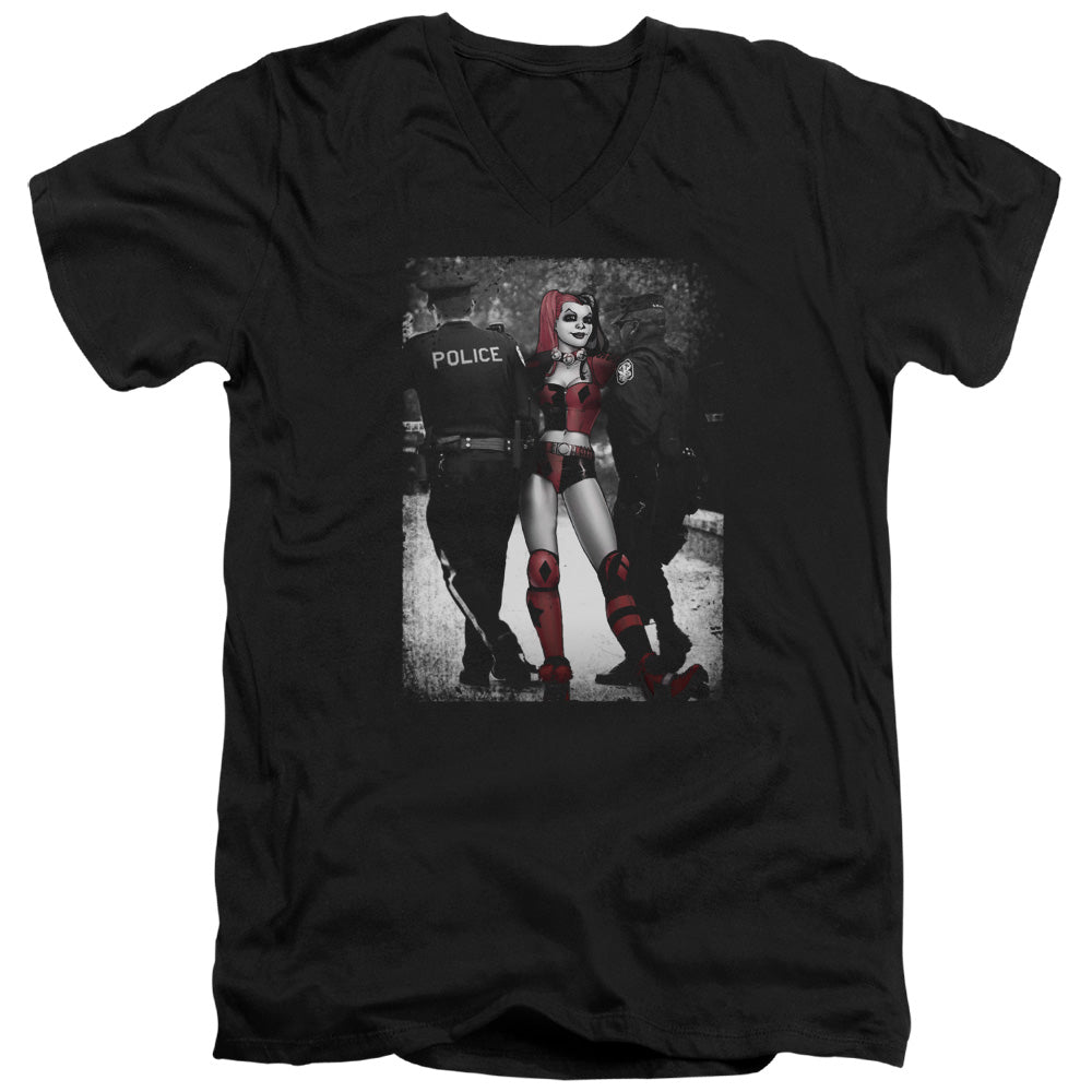 Batman Arrest Mens Slim Fit V Neck T Shirt Black