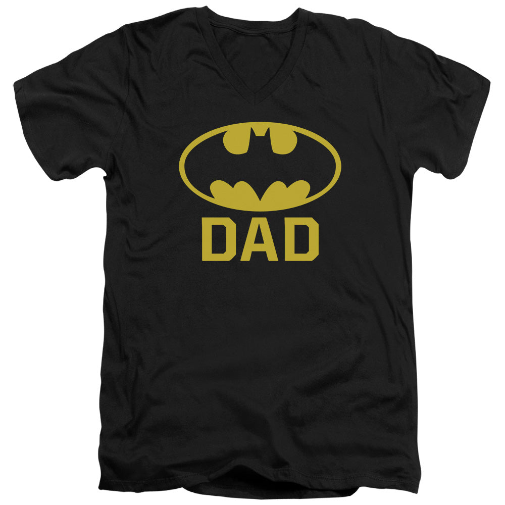 Batman Bat Dad Mens Slim Fit V Neck T Shirt Black