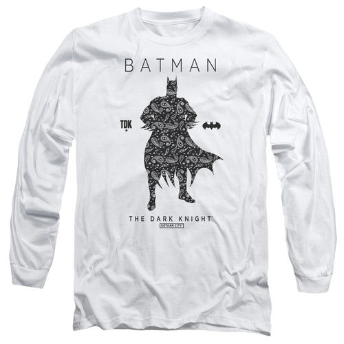 Batman Paislety Silhouete Mens Long Sleeve Shirt White