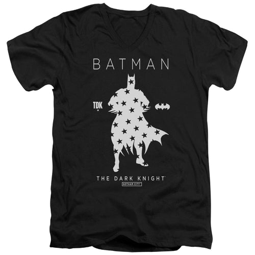 Batman Star Silhouete Mens Slim Fit V Neck T Shirt Black