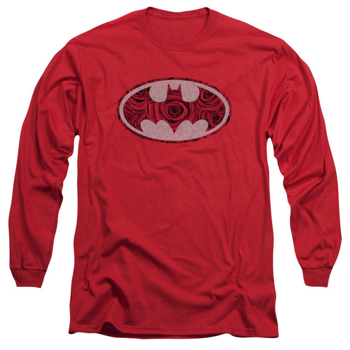 Batman Rosey Signal Mens Long Sleeve Shirt Red