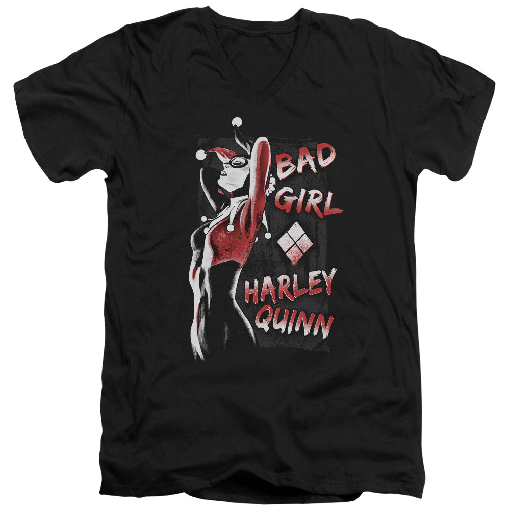 Batman Bad Girl Mens Slim Fit V Neck T Shirt Black